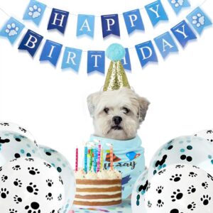 Dog Birthday Bandana Boy, VIPITH Cute Dog Birthday Party Supplies with Happy Birthday Banner Bow Tie Hat Banner Balloons Cake Topper for Pet Puppy Cat Birthday Decorations (Blue/Boy) - Image 8