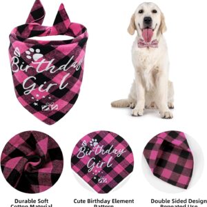 Dog Birthday Party Supplies Girl, VIPITH Dog Birthday Bandana Clothing & Accessories for Dogs, Dog Birthday Hat Dog Birthday Decorations Dog Scarf with Bow Tie Hat Number for Pet Puppy Cat (Pink/Girl) - Image 3