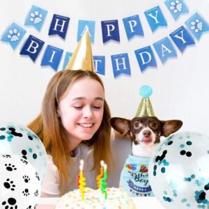Dog Birthday Bandana Boy, VIPITH Cute Dog Birthday Party Supplies with Happy Birthday Banner Bow Tie Hat Banner Balloons Cake Topper for Pet Puppy Cat Birthday Decorations (Blue/Boy) - Image 6