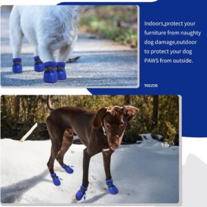 TEOZZO Dog Shoes for Hot Pavement, Anti-Slip Sole Dog Boots & Paw Protector Dog Booties with Reflective Straps Dog Shoes for Small Medium Dogs 4PCS Blue 4 - Image 7