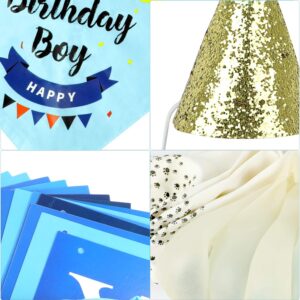 Dog Birthday Bandana Boy, VIPITH Cute Dog Birthday Party Supplies with Happy Birthday Banner Bow Tie Hat Banner Balloons Cake Topper for Pet Puppy Cat Birthday Decorations (Blue/Boy) - Image 4